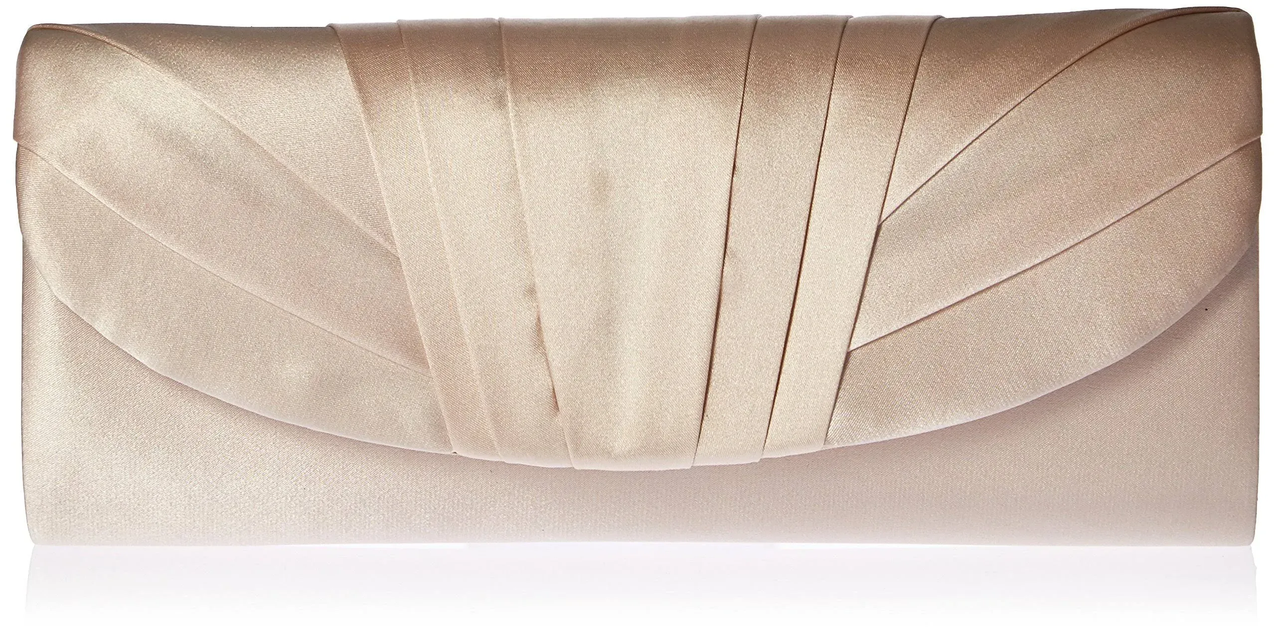 Jessica Mcclintock Satin Pleated Flap Clutch Champagne