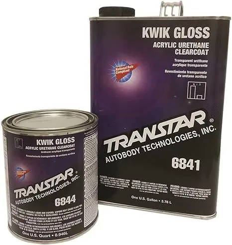 TRANSTAR 6844 Acrylic Urethane Clearcoat, 1 qt Can, Gloss, 4:1 Mixing