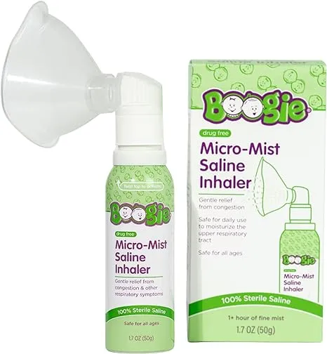 Boogie Sterile and Drug-Free Micro-Mist Saline Inhaler Spray for Kids, 1.7 oz