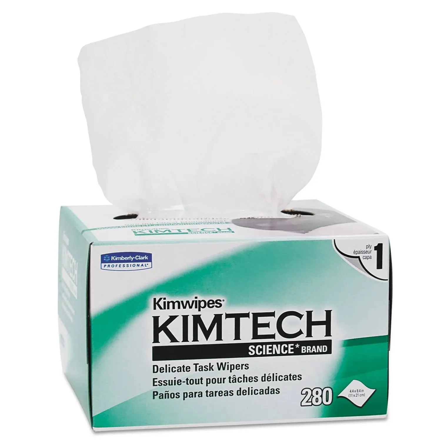 Kimberly-Clark B0013HT2QW– Kimtech Science KimWipes Delicate Task Wipers; 4.4 x 8.4 in. (11.2 x 21.3cm); 1-Ply, (Pack of 1, 286 Count)