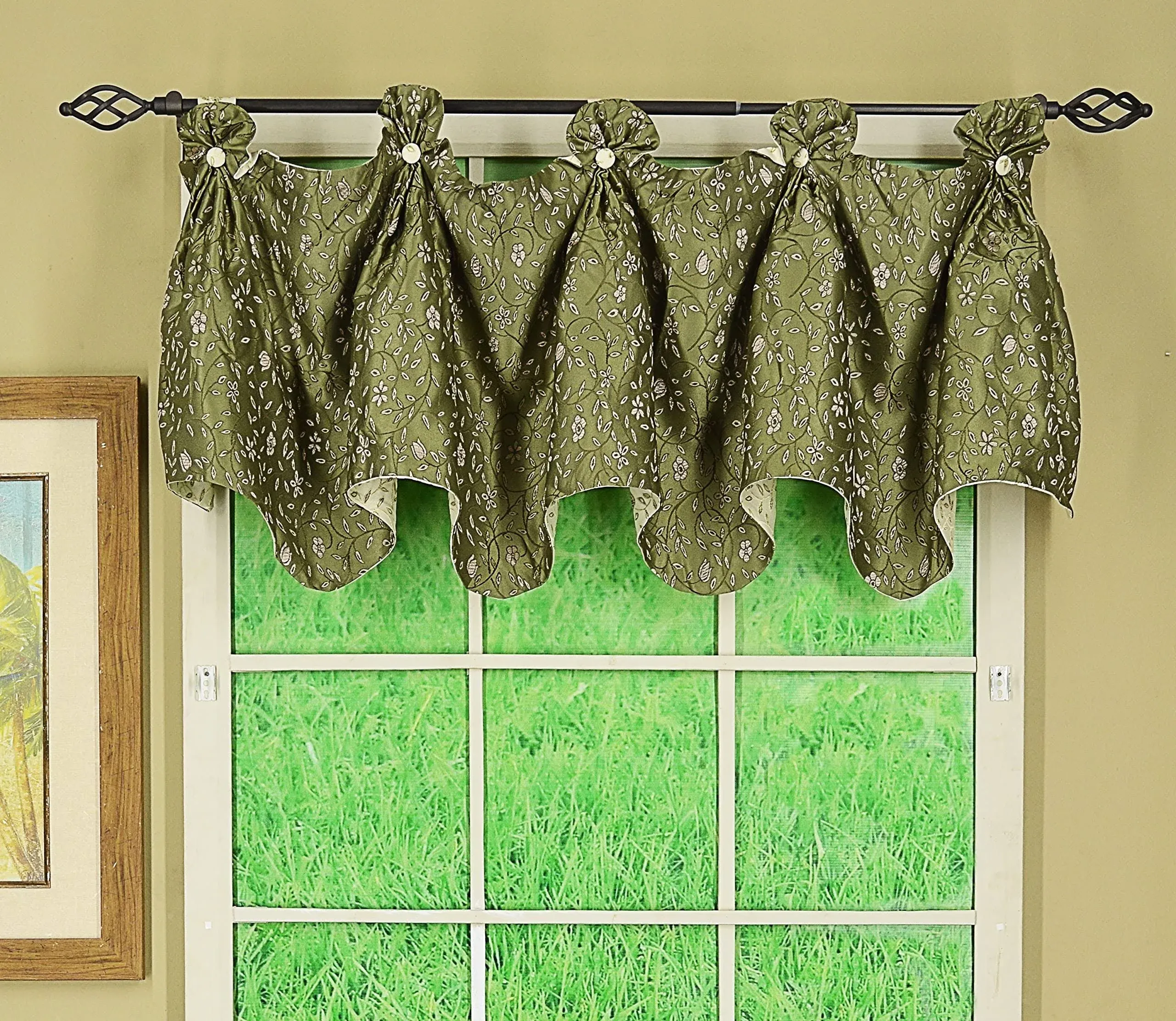 Today's Curtain Madison Reversible Button Valance 20" L, Sage