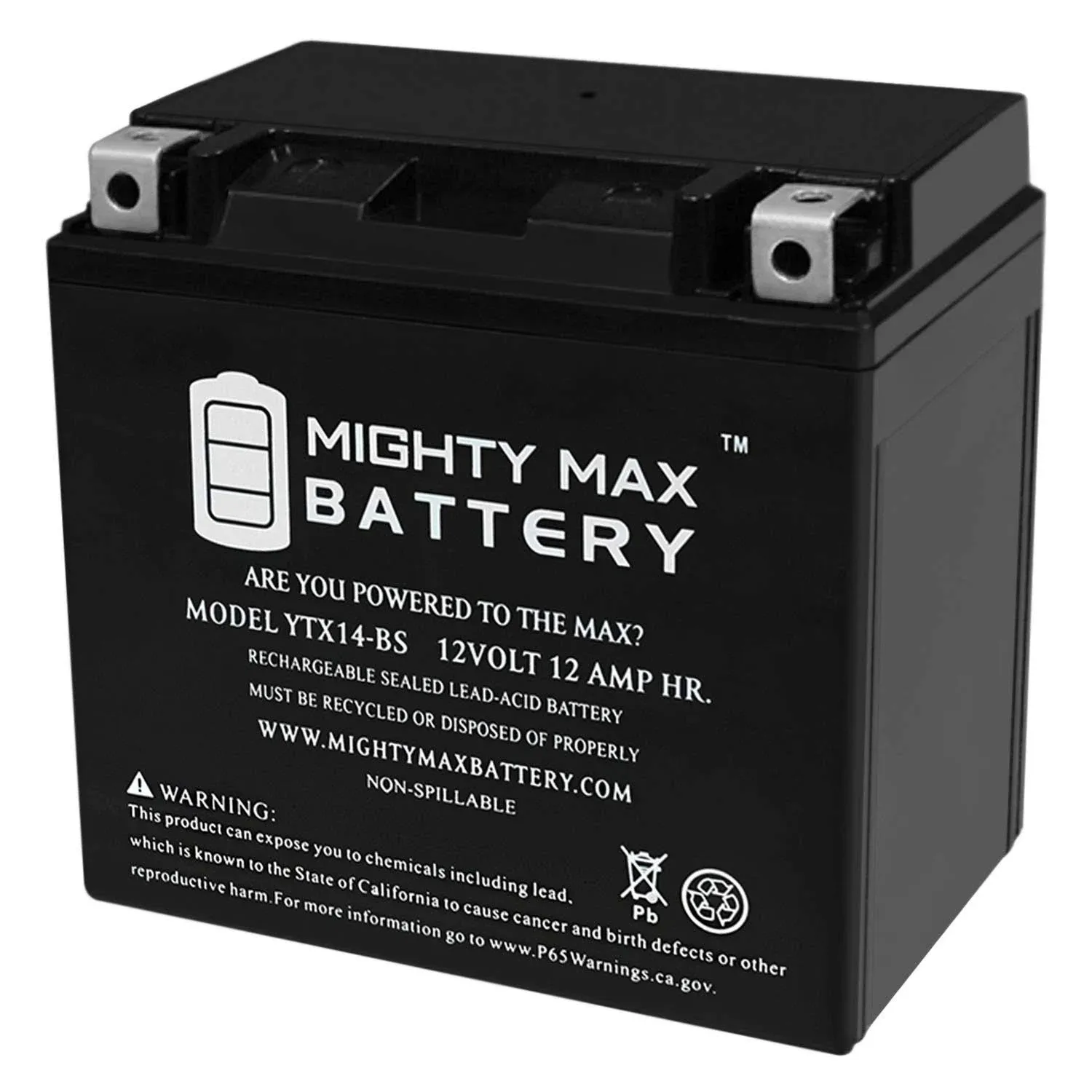 Mighty Max Battery Ytx14-bs Battery for Honda 500 TRX500FA FourTrax Rubicon 2001-2011