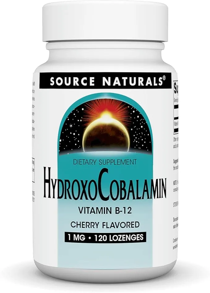 Source Naturals HydroxoCobalamin, Vitamin B-12, 1 mg - 120 Cherry Flavored Lozenges