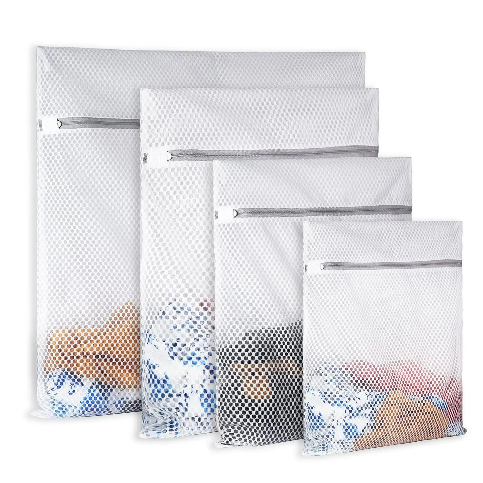 4Pcs Durable Honeycomb Mesh Laundry Bags for Delicates Reusable Wash Bag(1XX-Large 24 x 24 Inches,1X-Large 20 x 24 Inches,1 Large 16 x 20 Inches, 1 Medium 12 x 16 Inches)