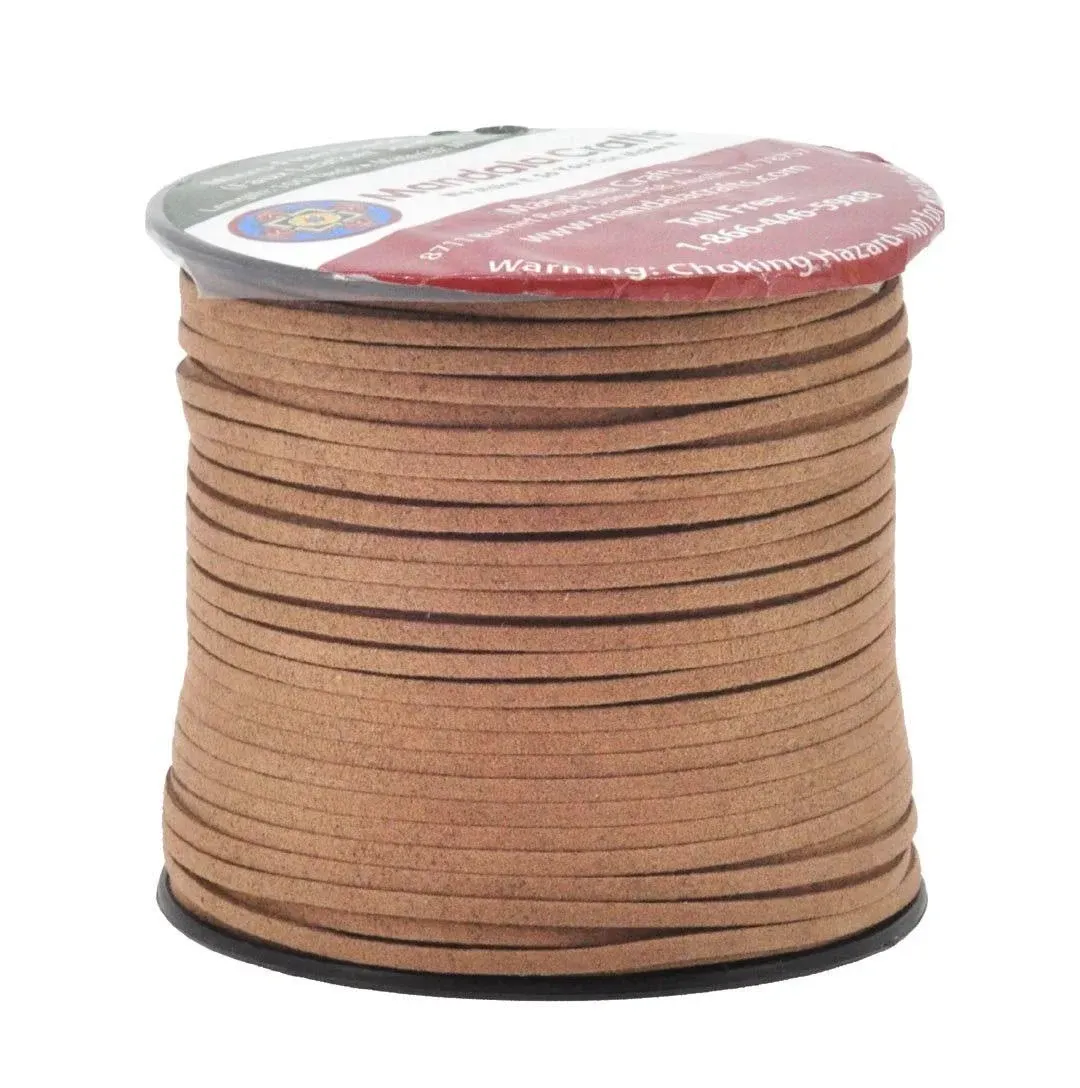 100 Yards 2.65mm Brown Faux Suede Cord - Flat Vegan Leather Cord for Jewelry ...