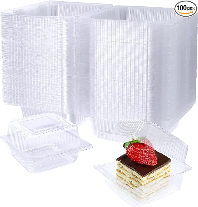 100 Pack Clear Plastic Square Hinged Food Container,Disp<wbr/>osable Plastic to Go Con