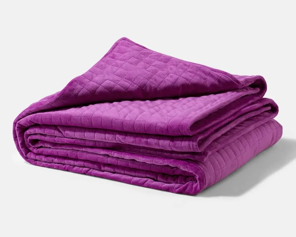 Gravity Blankets Weighted Blanket for Adults, 15lbs Plum, 48"x72" Twin/Throw, The Original Weighted Blanket, Cotton Blanket with Washable Removable Microfiber Duvet Cover