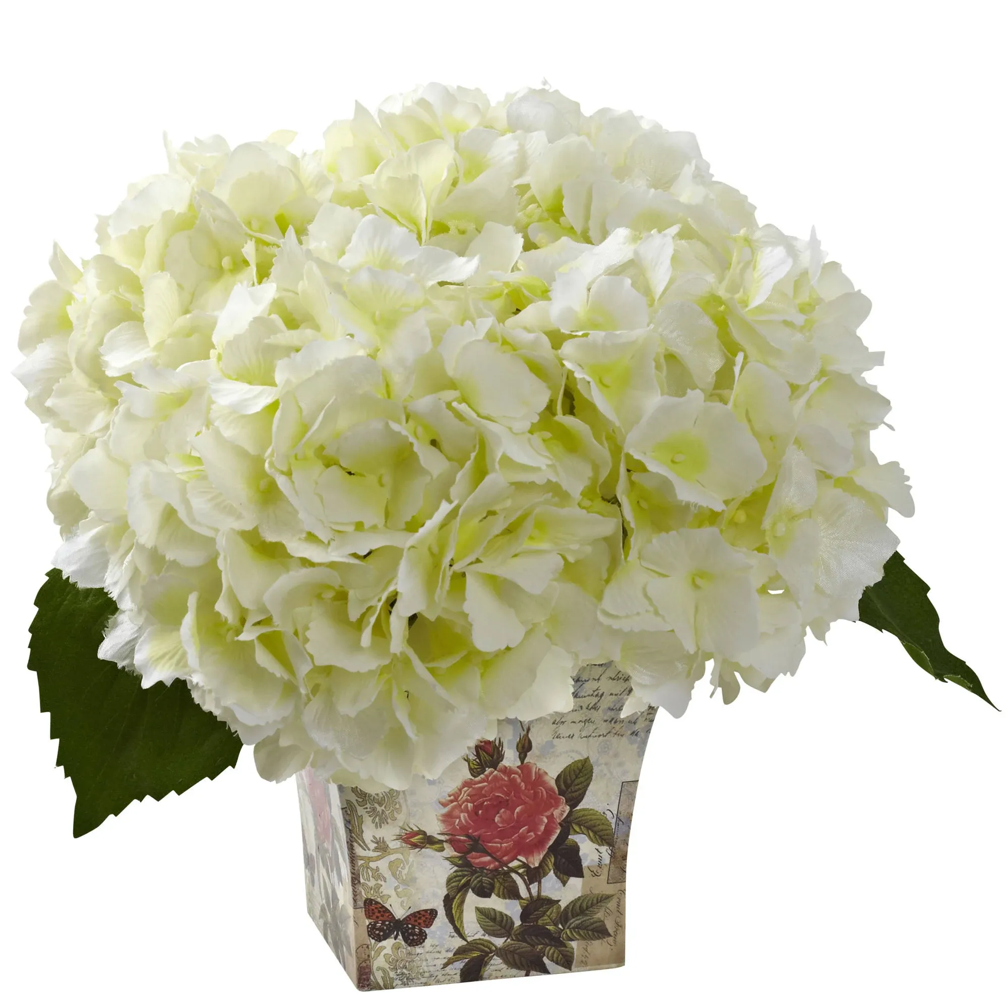 Nearly Natural Hydrangea Silk Arrangement with Floral Planter