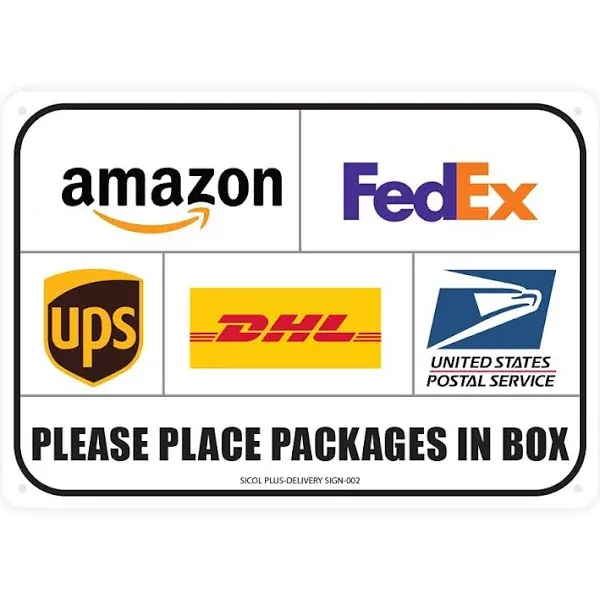 Sicol Plus Package Delivery Sign, Please Place Packages in A Box Delivery Sign ...