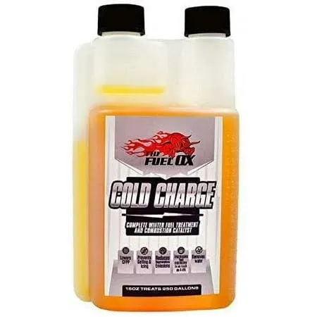 Fuel Ox Cold Charge - Complete Winter Fuel Treatment and Combustion Catalyst - Anti-Gel Fuel Additive & Diesel Engine Lubricant - Prevents Diesel Gelling and Improves Diesel Performance - 8oz Bottle