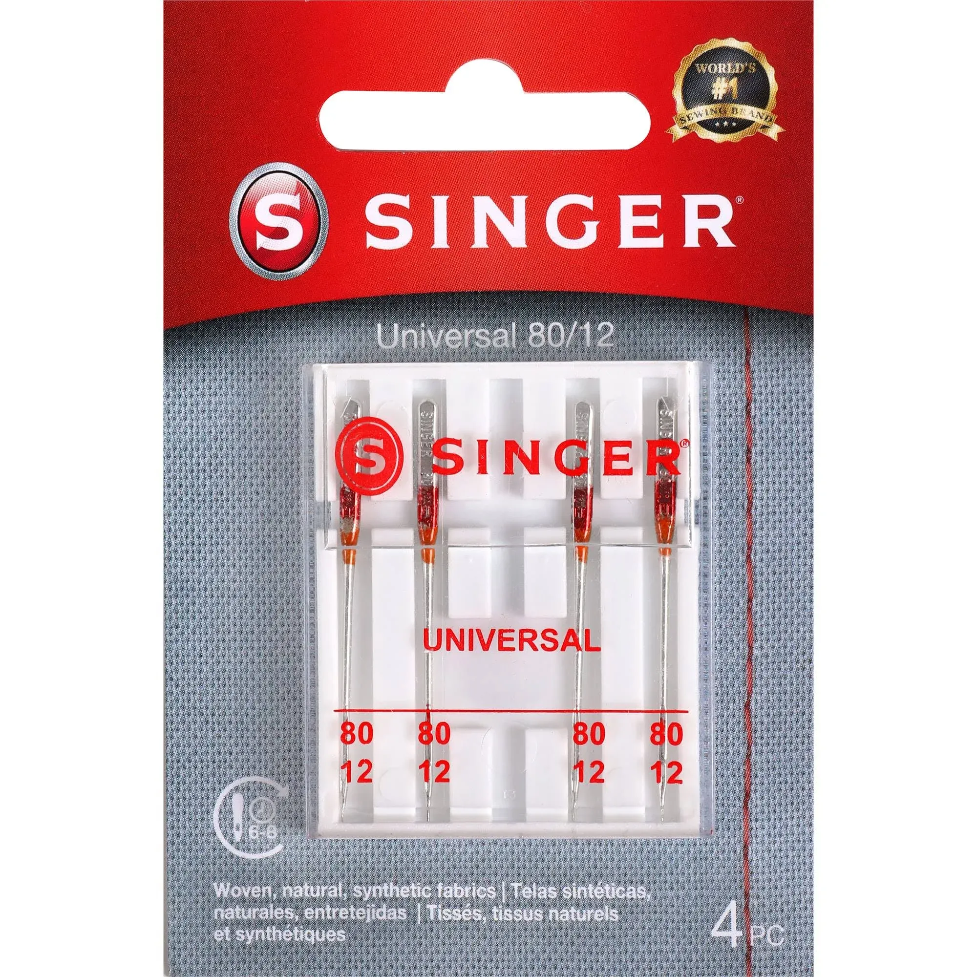 Singer 5 Regular Point Red Band Needles 2020  Size 80/11, 90/14, 100/16 (2 Pack)