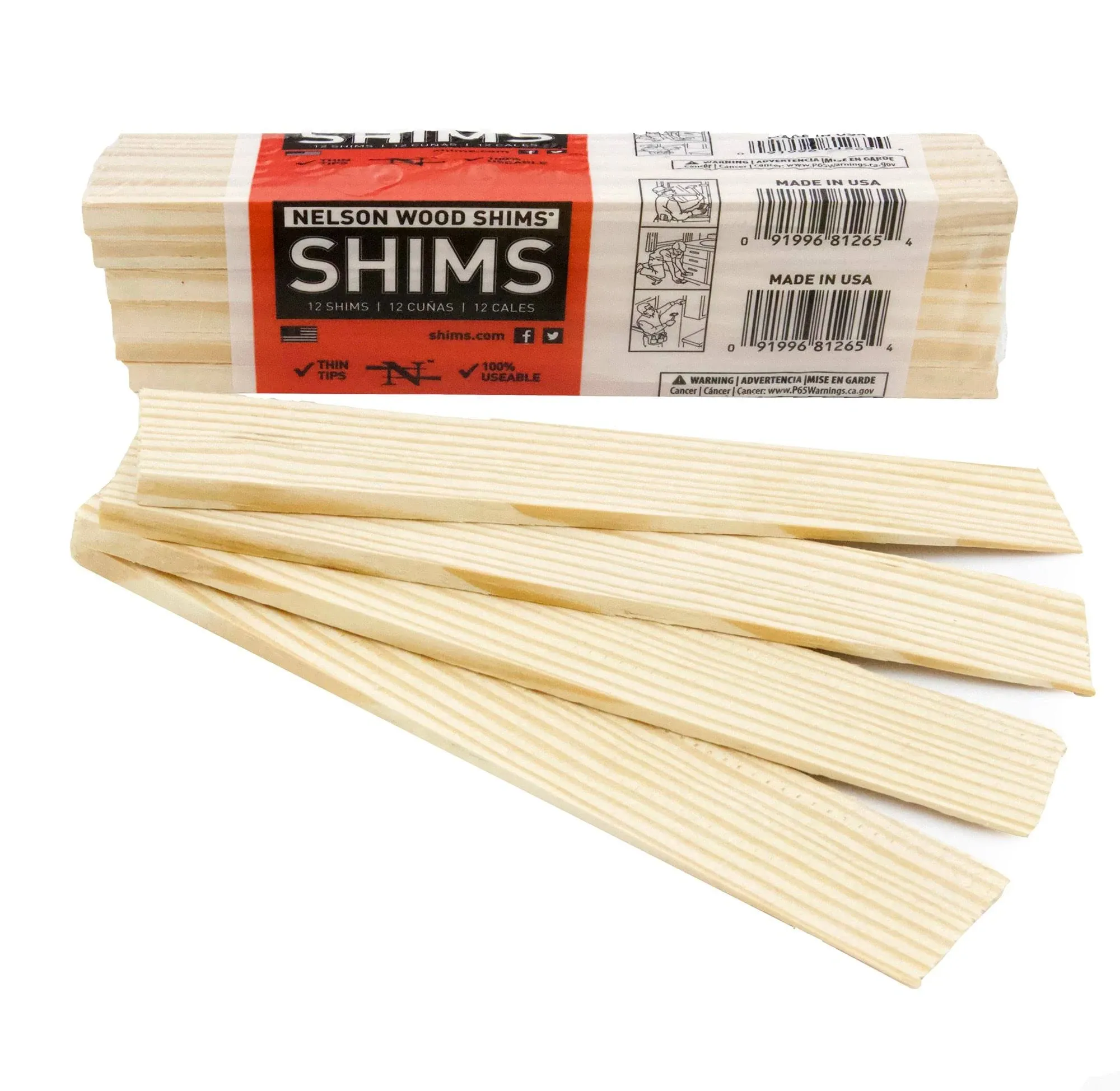 Nelson Wood Shims 8" - 12 Pack