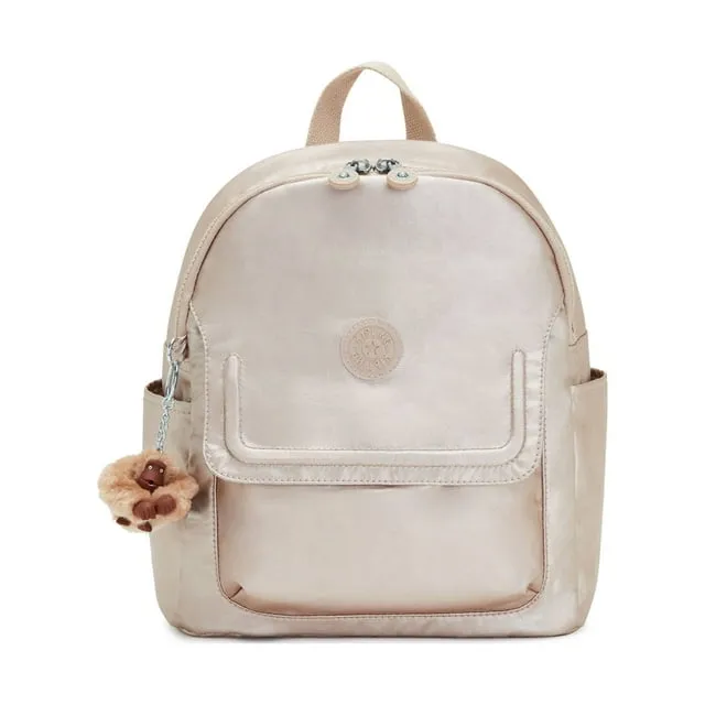 KIPLING BACKPACK METALLIC GOLD ROSE Matta Up Bag Medium NEW