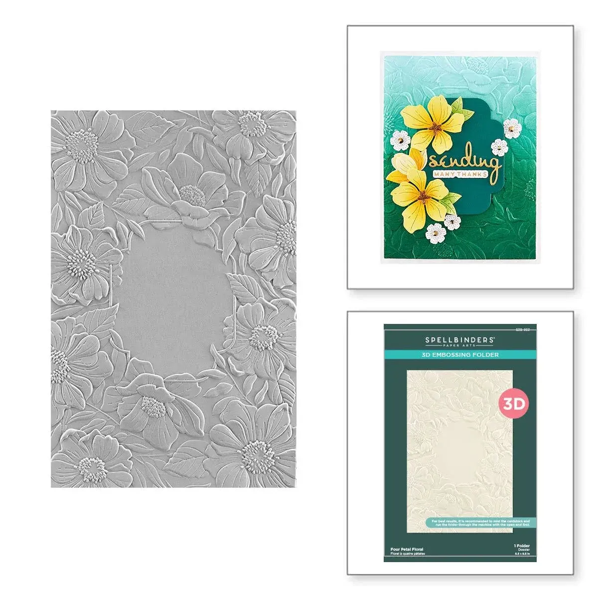 Spellbinders 3D Embossing Folder 5.5&#034;x8.5&#034;-Four Petal Floral