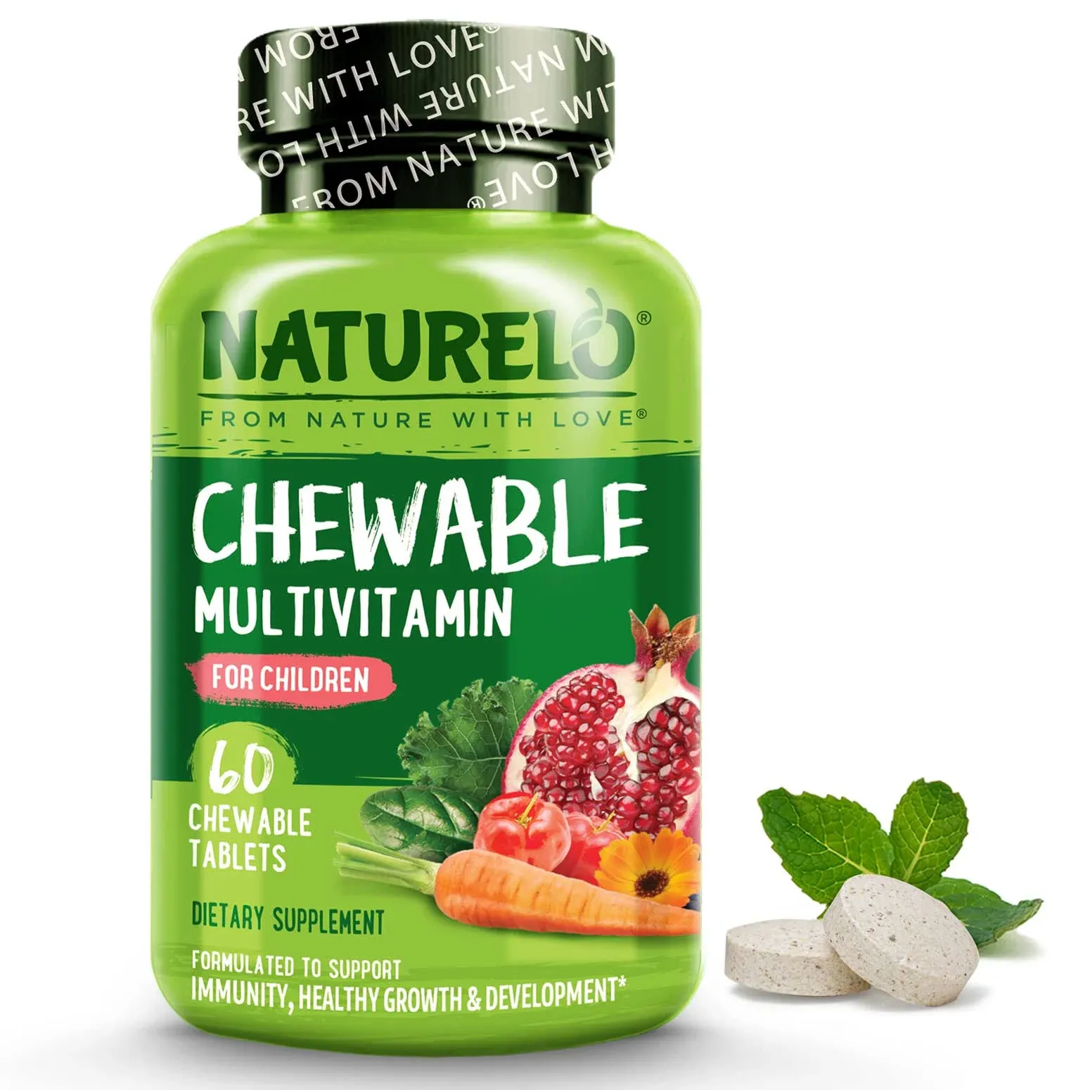 NATURELO Chewable Vitamin for Kids Multivitamin with Whole Food Organic Fruit ...