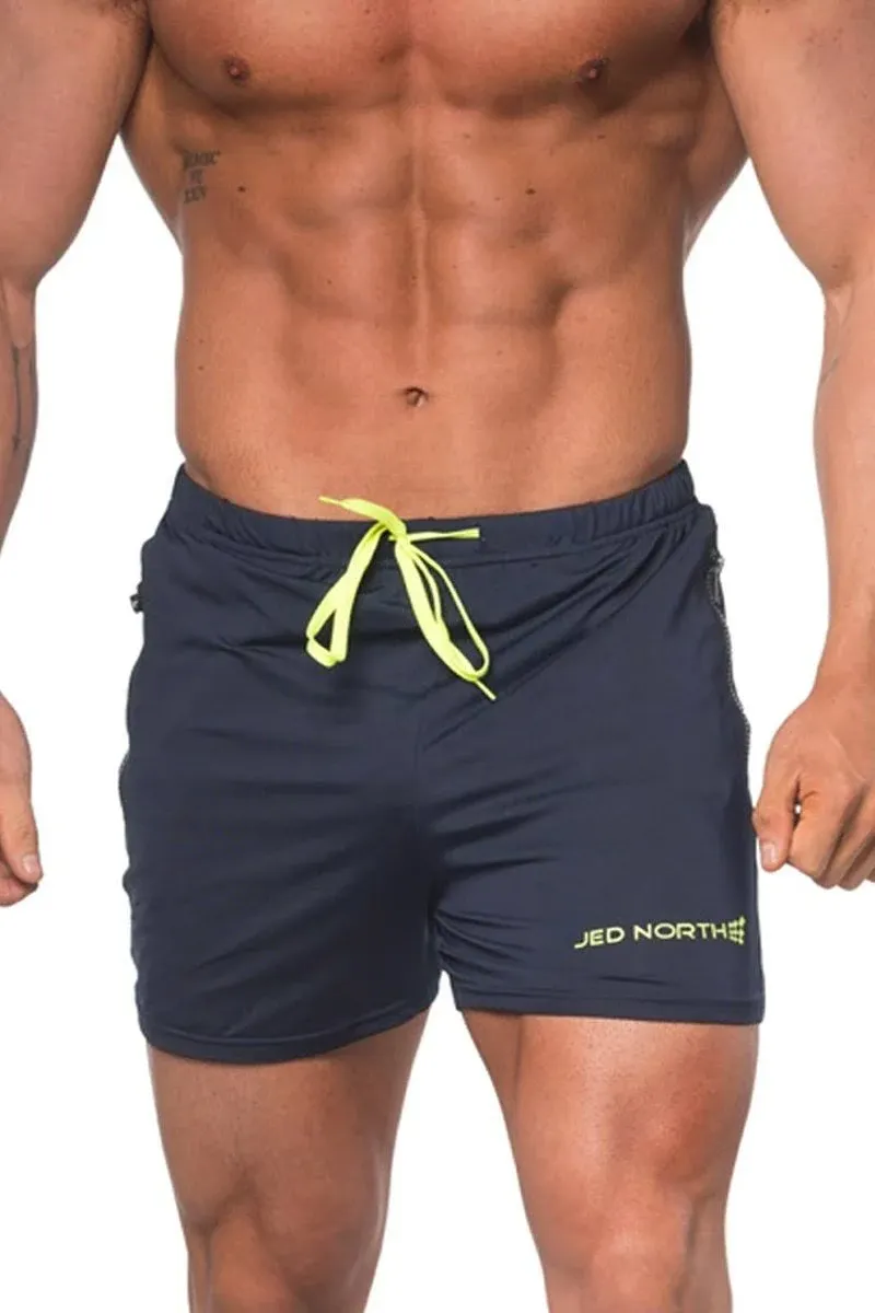 Jed North Men's 4" Inseam Bodybuilding Gym Shorts with Zipper Pockets Powerlifting Gym Shorts