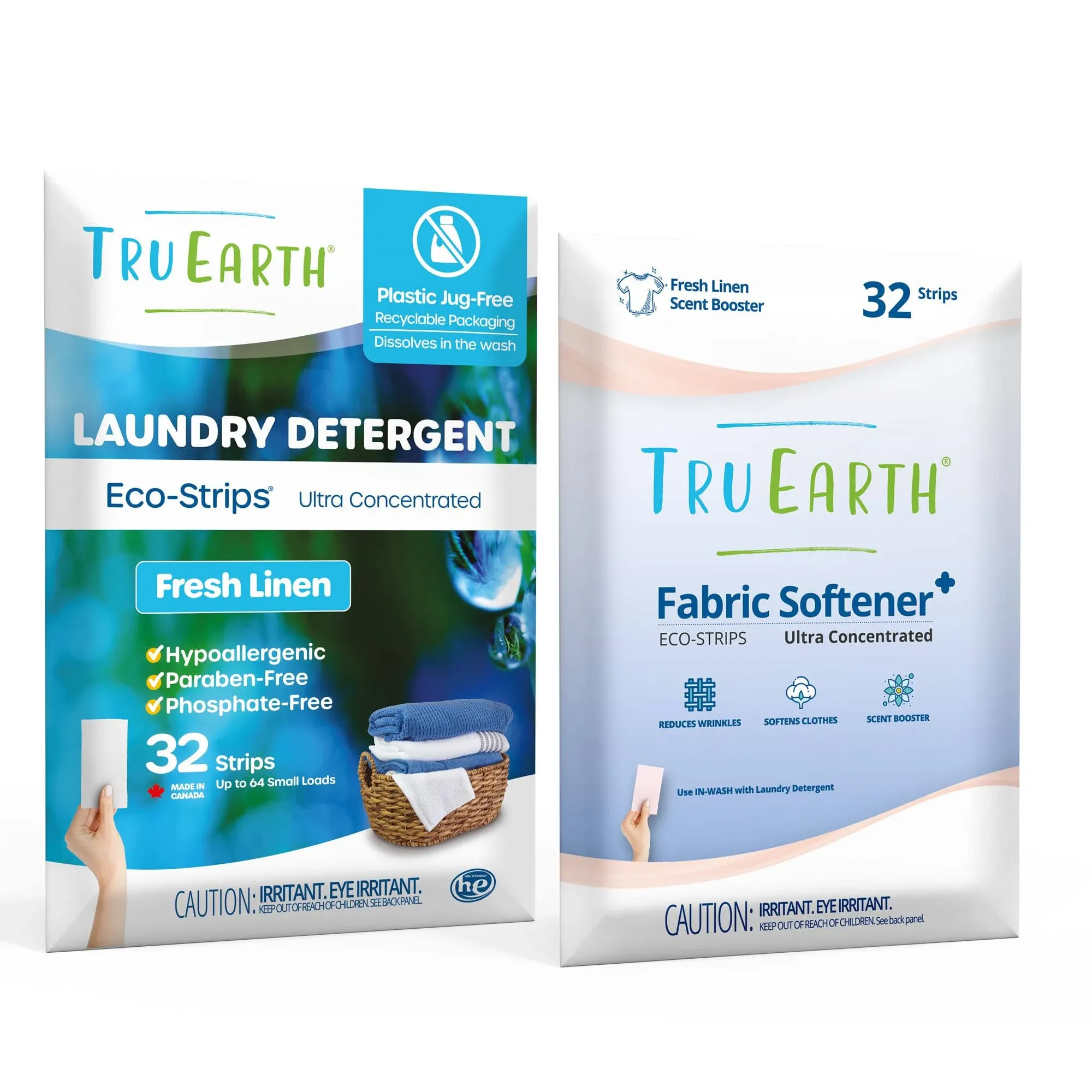 Tru Earth Eco-Strips Laundry Bundle: Laundry Detergent Sheets & Fabric Softener ...