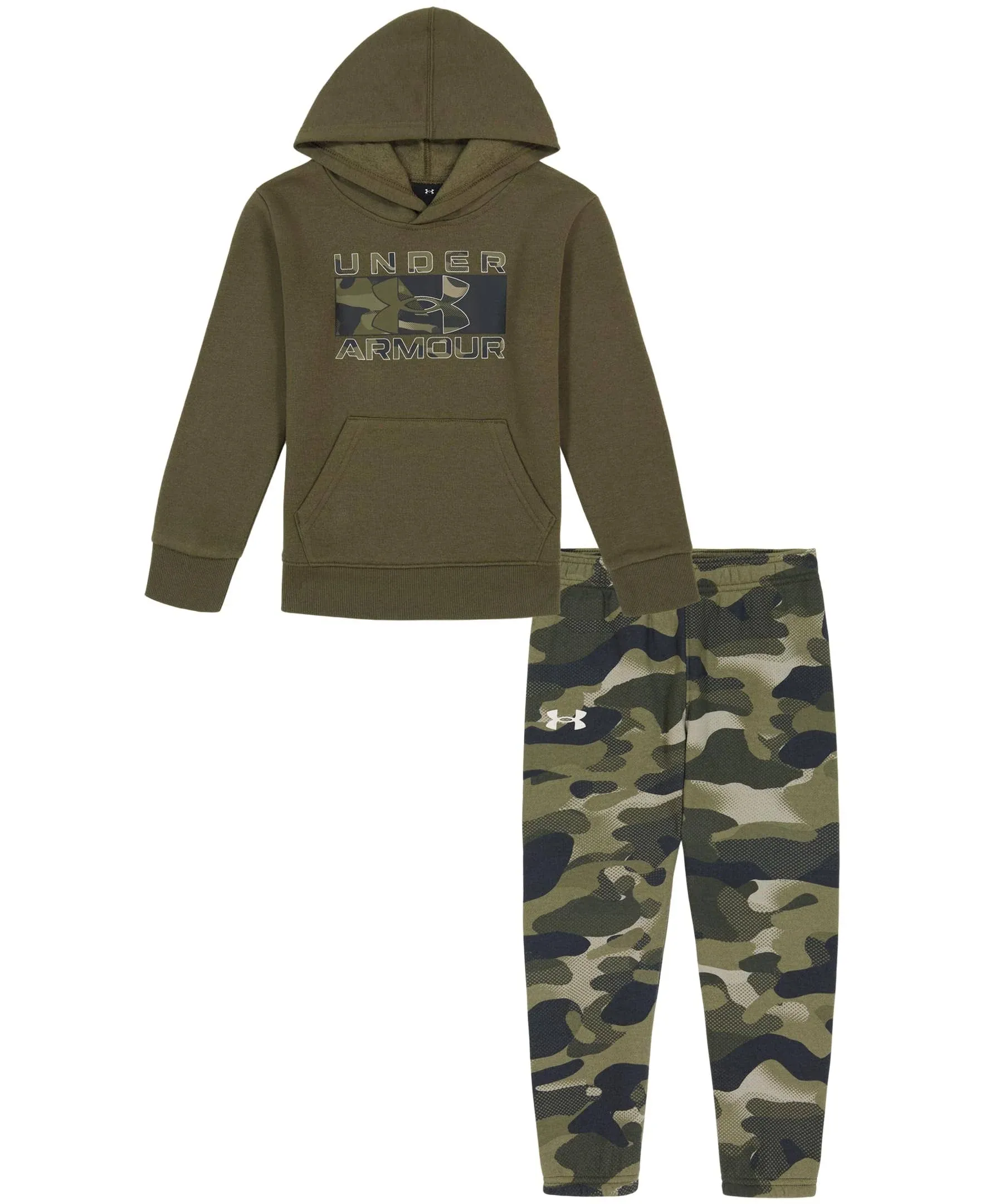 Under Armour Logo Neo Camo Pullover Hoodie and Joggers Set in Marine OD Green