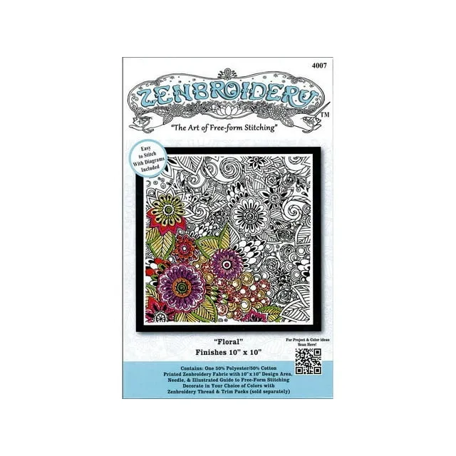 Design Works Zenbroidery - Floral, 10" x 10"