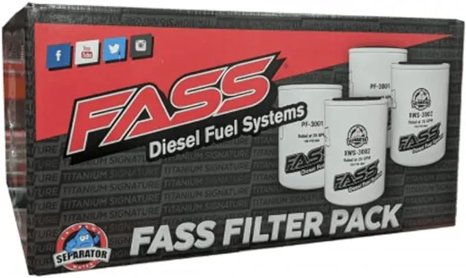 FASS Titanium Series Fuel Filter & Water Seprator Pack Combo of 4 | (2) XWS-3002 | (2) PF-3001