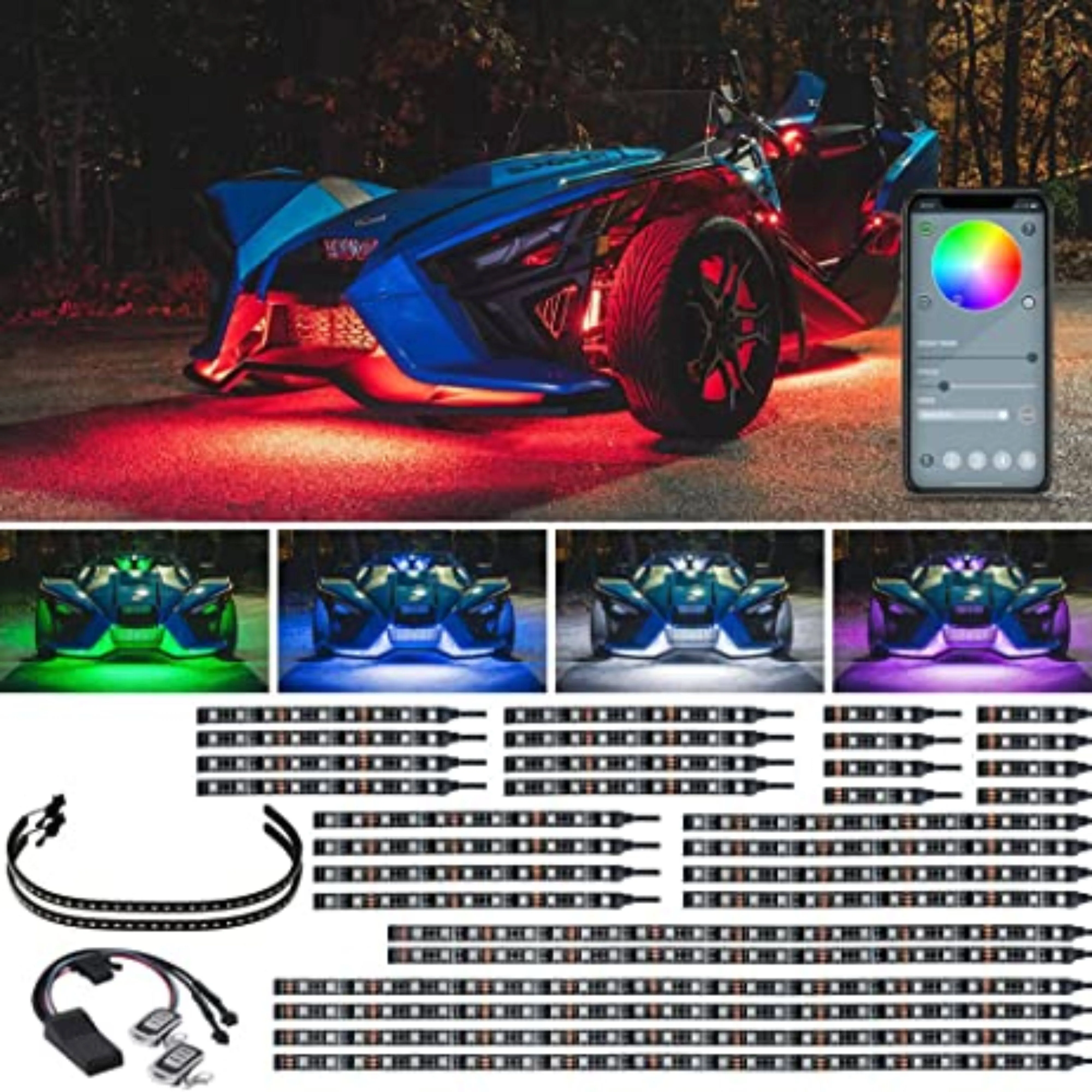 Bluetooth Advanced Million Color LED Lighting Kit with Smartphone Control for Polaris Slingshot