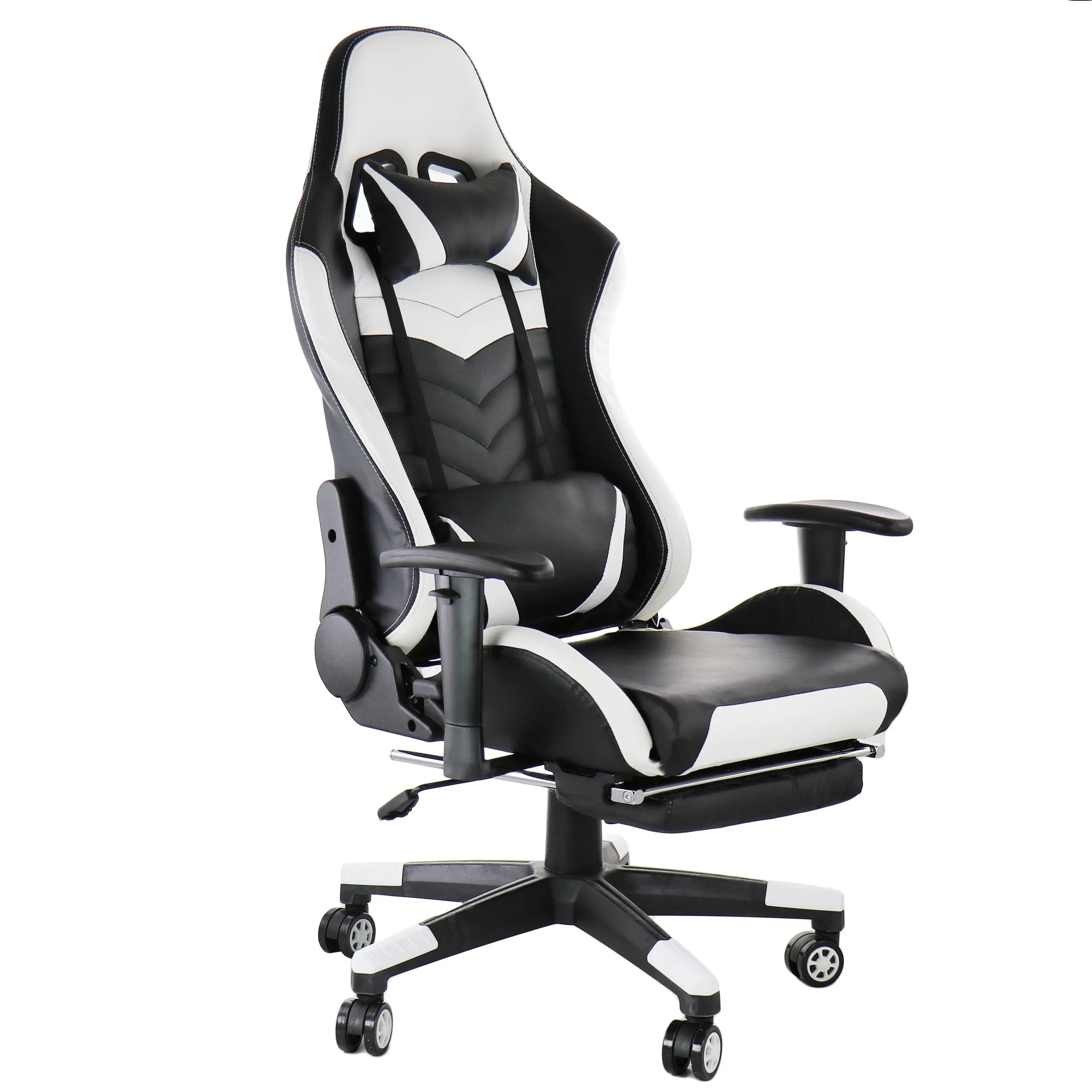 GameFitz Ergonomic Faux Leather Gaming Chair, Pink/White