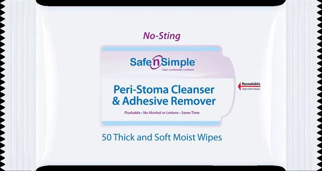 Safe N Simple Adhesive Remover Wipes, Pack-50