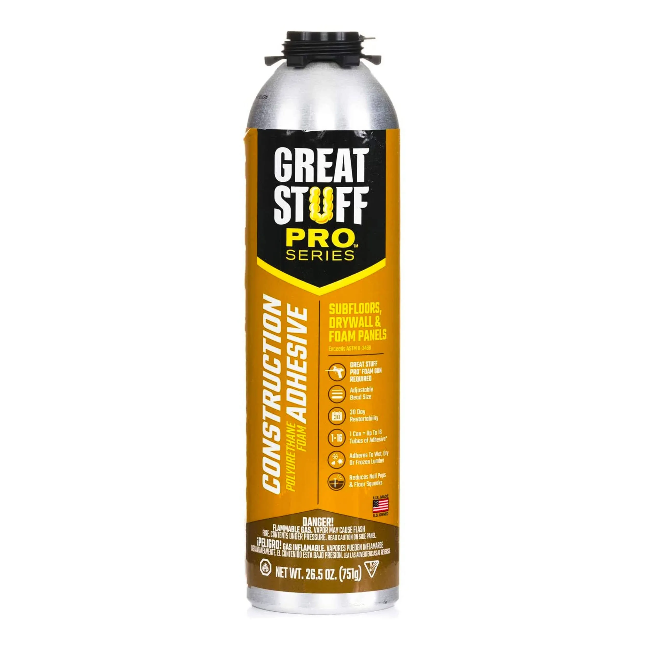 Great Stuff 343087 PRO 26.5-Ounce Construction Adhesive, Each, Cream, 26.5 Ounce