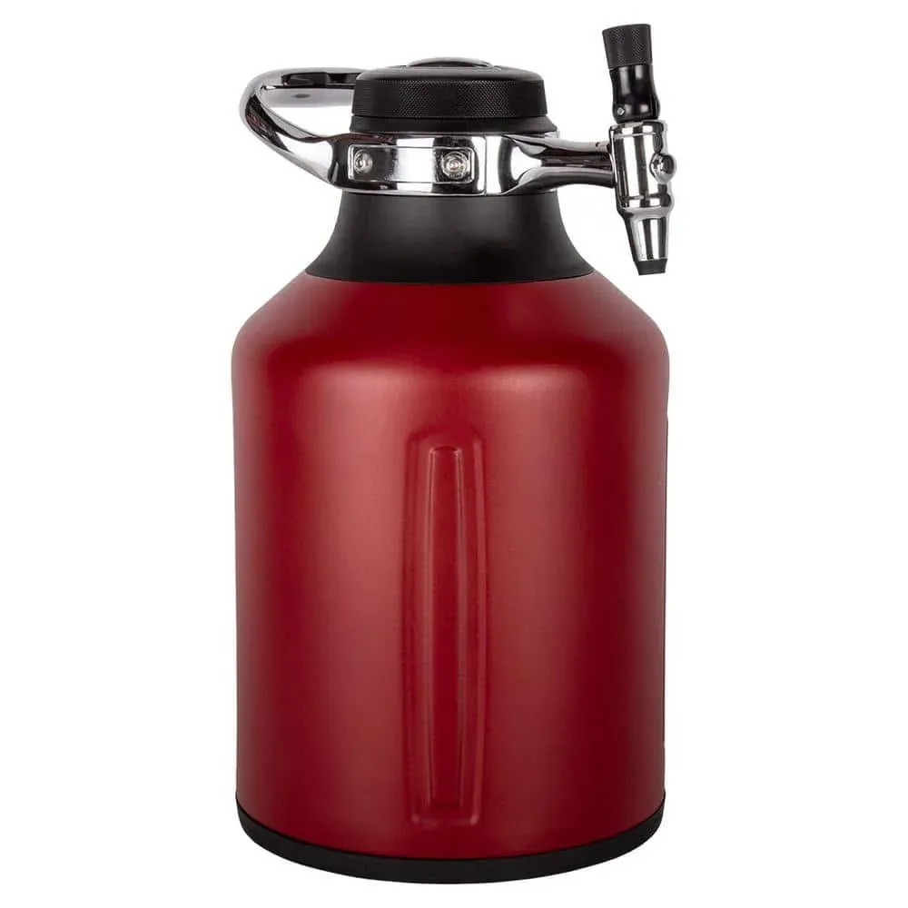 GrowlerWerks uKeg Go 128 oz. Chili Red/Stainless Steel Carbonated Growler GWA 1072-RD-NB