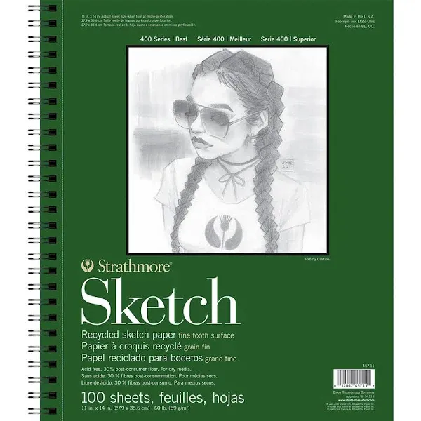 400 Series Sketch Pad, Recycled Paper, 11X14 Inch, 100 Sheets - Artist Sketchboo