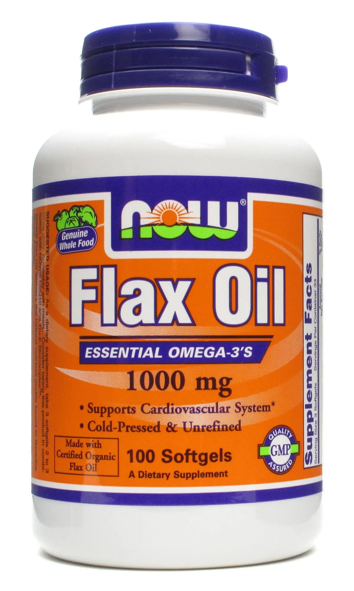 Now Foods Flax Oil - 100 softgels, 1000 mg