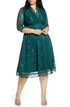 Mademoiselle Lace A-line Dress In Emerald Green