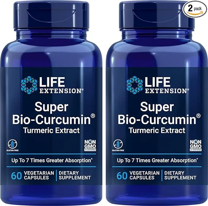 Life Extension Super Bio-Curcumin Turmeric Extract – Highly-Absorbable Curcumin for Whole-Body Health Support – Gluten-Free, Non-GMO, Vegetarian – 60 Vegetarian Capsules