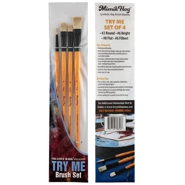 Creative Mark Try Me Brush Sets, Size: 4 Piece Set, Mimik Hog Bristle Long Handle