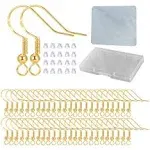 Hypoallergenic Gold Earring Hooks - 120 Pcs/60 Pairs 18K Gold Nickel Free Ear Wires Fish Hooks for Jewelry Making, Jewelry Findings Parts with 120