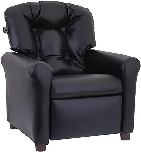 The Crew Furniture Traditional Kids Recliner Chair Faux Leather Black