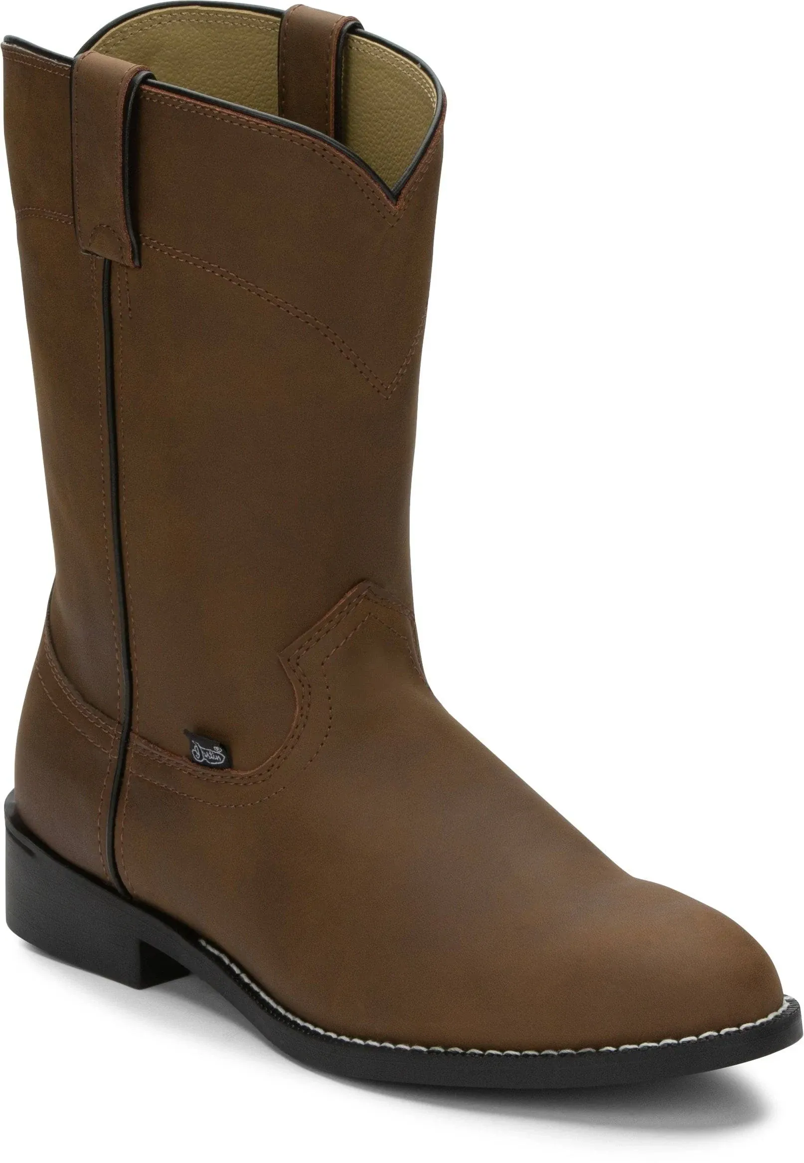 Justin Men's Temple 10" Round Toe Roper Boots - Brown