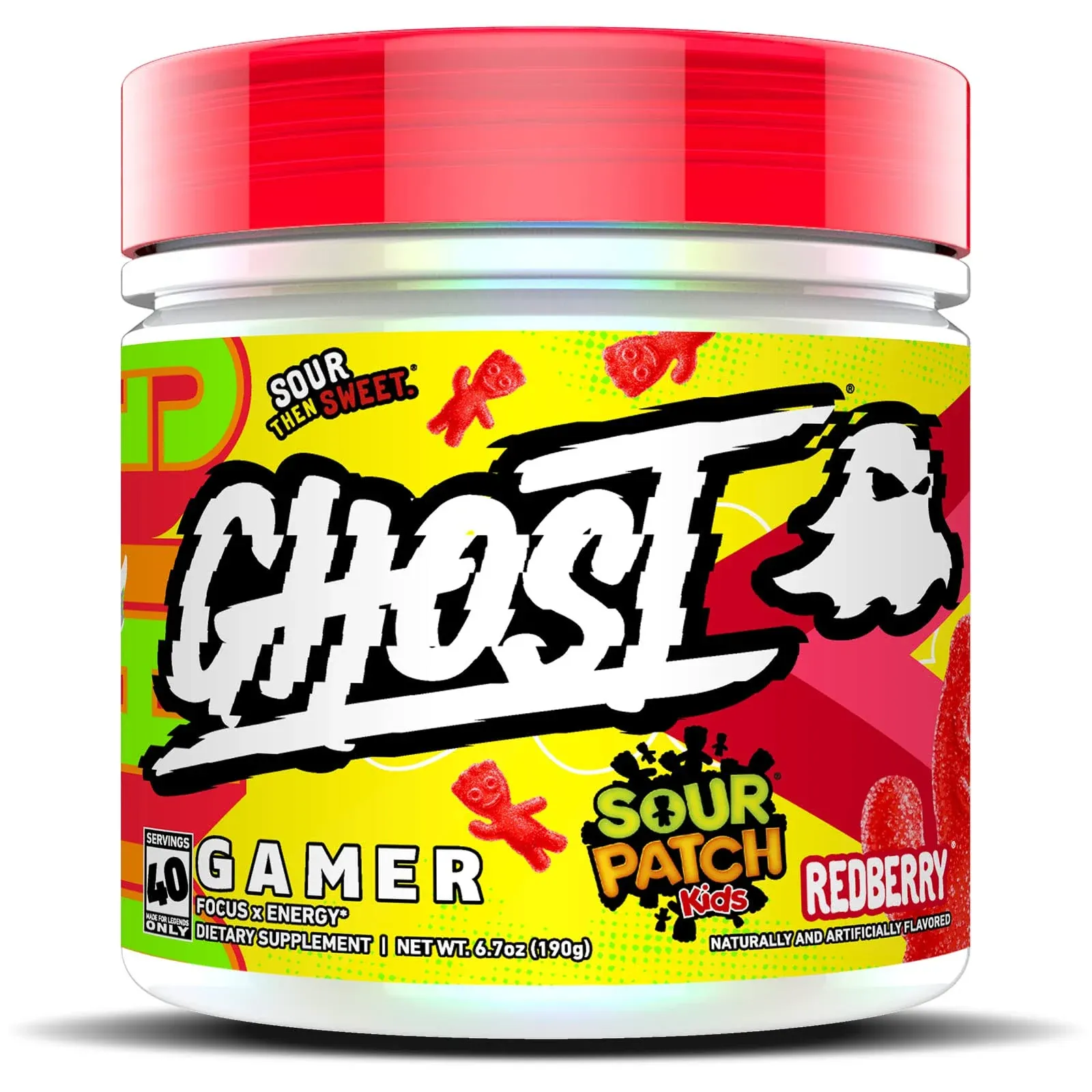 Ghost Gamer Focus x Energy, Sour Patch Kids Redberry - 6.7 oz