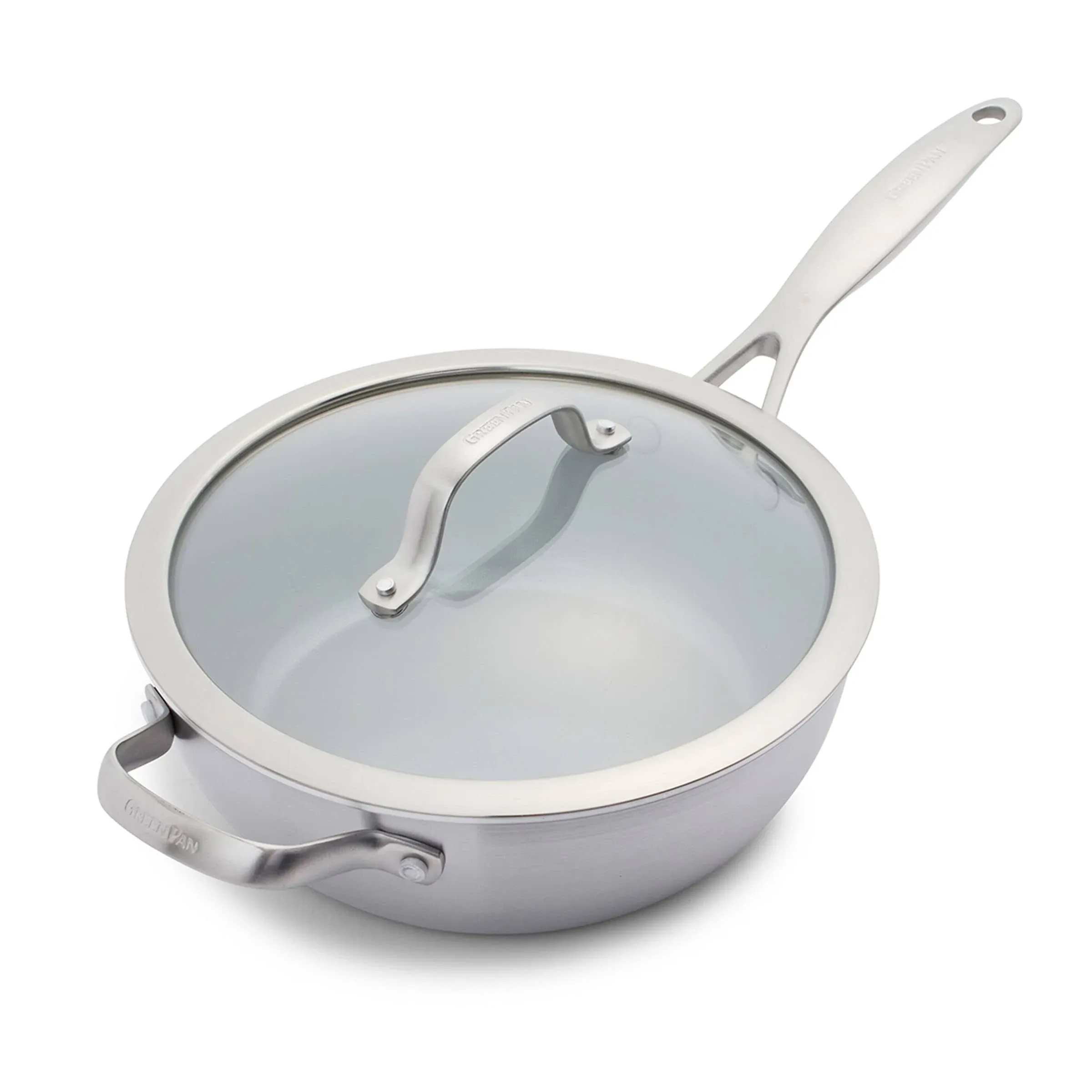 Greenpan 9.5-in Ceramic Cooking Pan with Lid Stainless Steel | CC000015-001