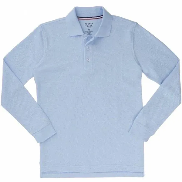 At School by French Toast Long Sleeve Pique Polo, Boy's, Size: S (6/7), White