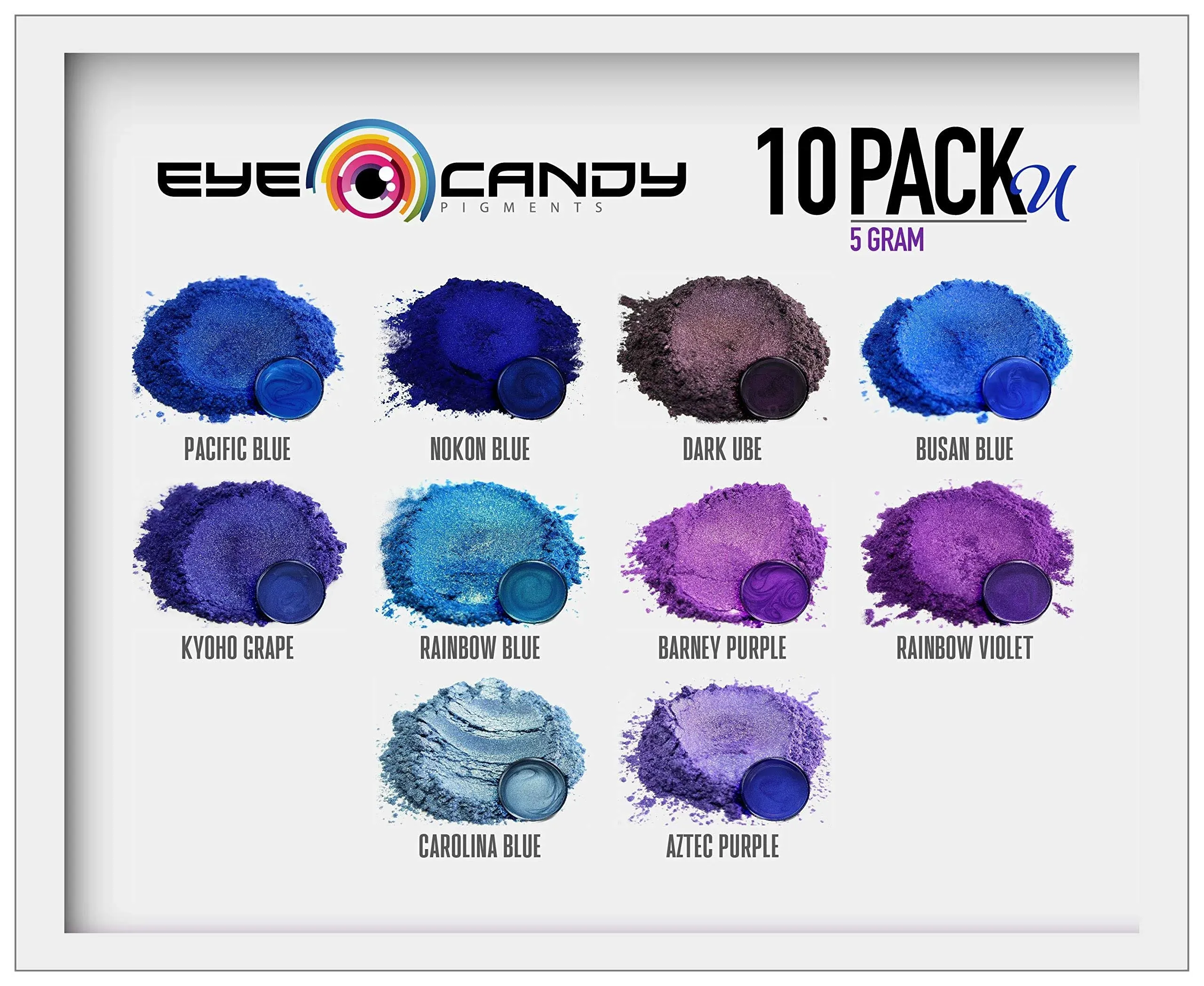 Eye Candy Mica Powder Blue Purple Pigment Powder 10-Pack