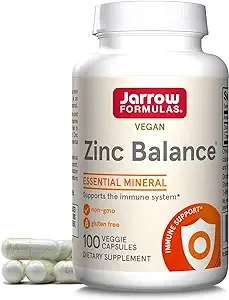 Jarrow Formulas Zinc Balance 15 mg - 100 Servings (Veggie Caps) - Includes Copper - Essential Mineral for Immune System Support - Immune Support Supplement - Gluten Free Zinc Copper Supplement - Vegan