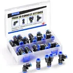 TAILONZ Pneumatic 3/8 inch OD Push to Connect Fittings Pneumatic Fittings Kit 5 Spliters+5 Elbows+5 tee+5 Straight (20 Pcs)