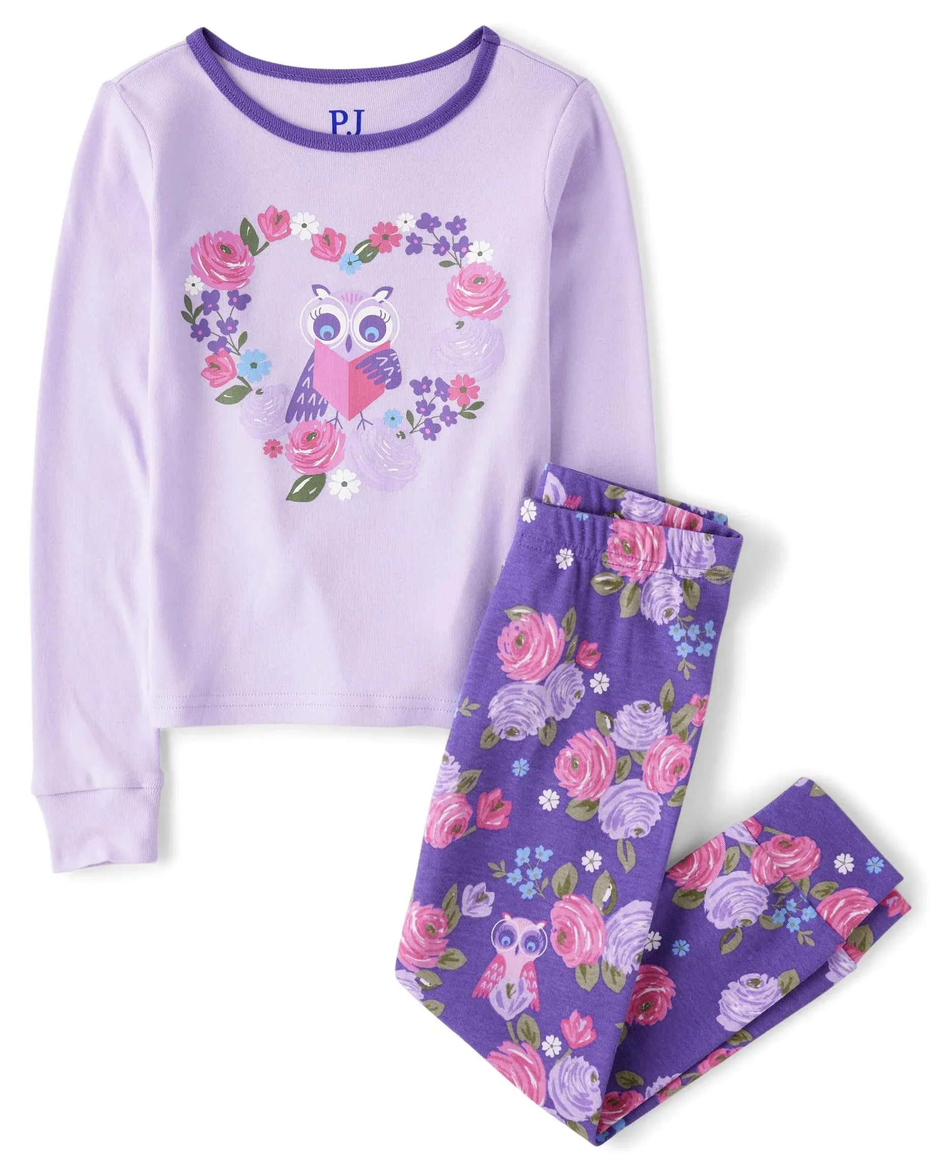 The Children's Place Girls Long Sleeve Top and Pants Snug Fit 100% Cotton 2 Piece ...