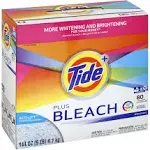 Tide Plus Bleach Powder Laundry Detergent, Original, 89 Loads, 144 Ounce, White