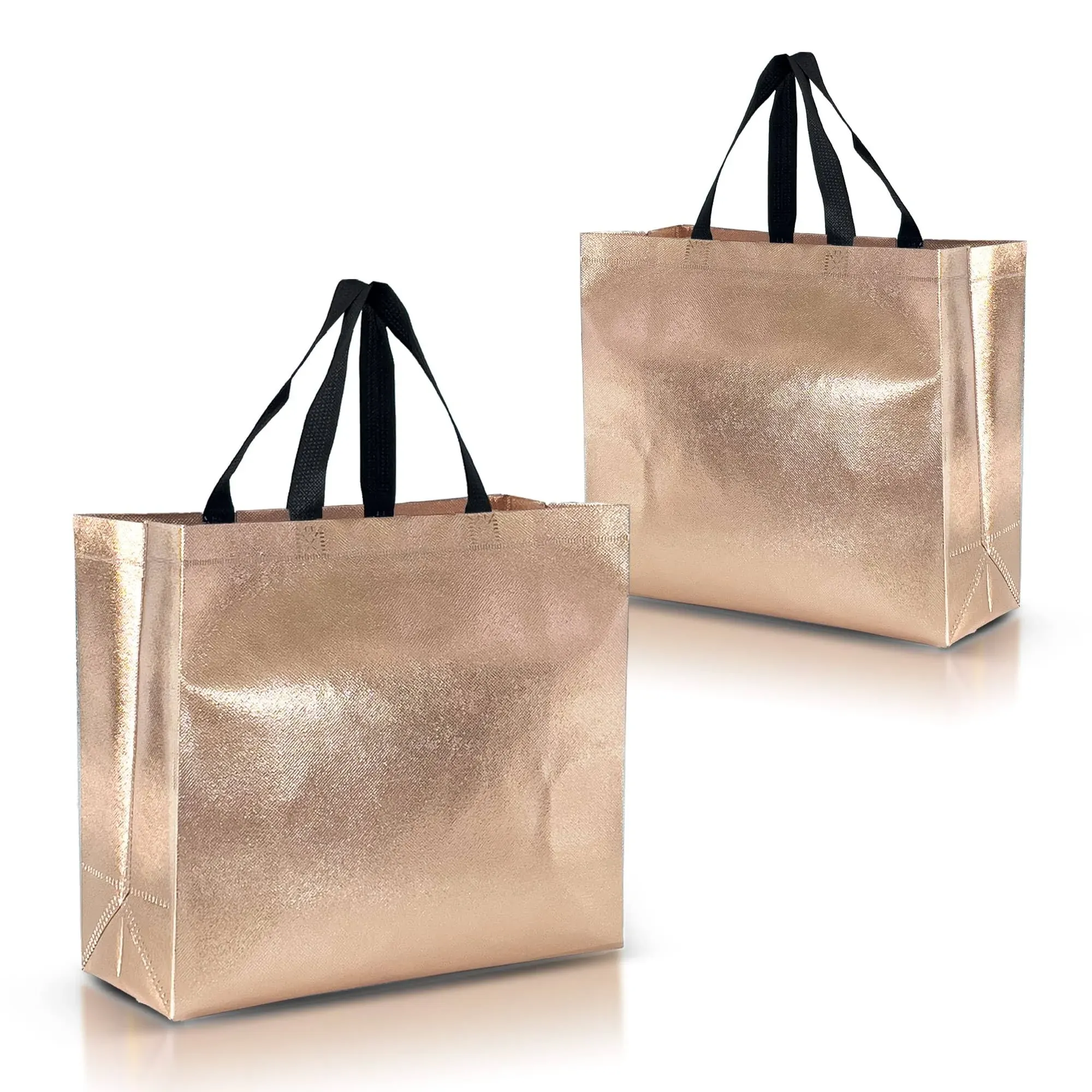 Rose Gold Gift Bags Large Size - Set of 12 Stunning Reusable Rose Gold Gift B...