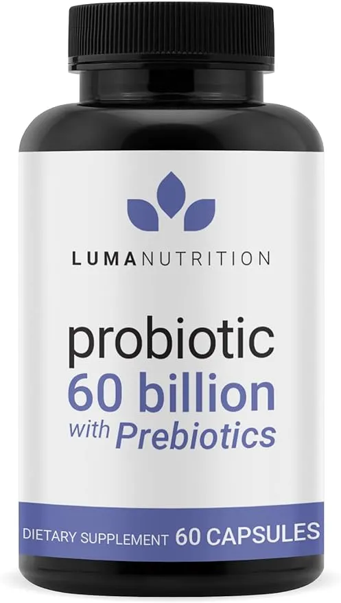 Luma Nutrition Probiotics 60 Billion CFU with Prebiotics - Probiotics for Women - Probiotics for Men - Formulated for Digestive Health - 60 Capsules