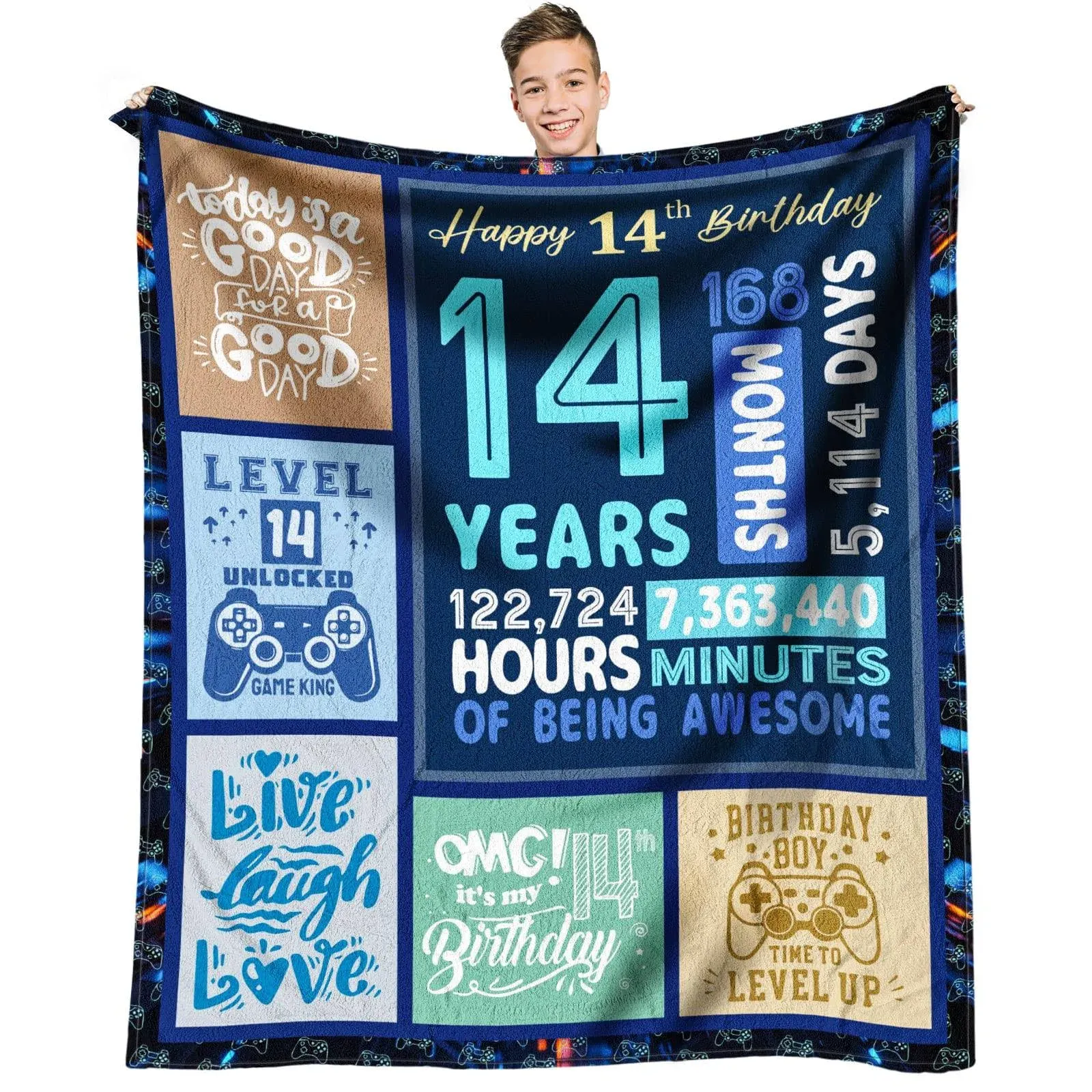 14 Year Old Boy Gift Ideas, Birthday Gifts for 14 Year Old Boys, for a 14 Year Old Boy, Boys Ages 14 Gift, 14 Yr Old Boy Gifts, 14th Birthday Decorations Throw Blanket 60 x 50 Inch