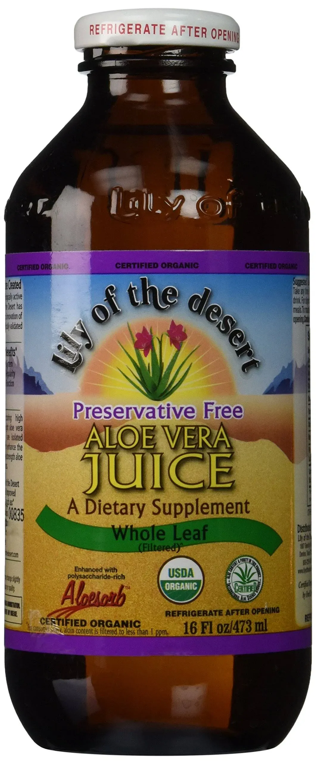 Lily of the Desert Preservative Free Aloe Vera Juice - Whole Leaf (Filtered)