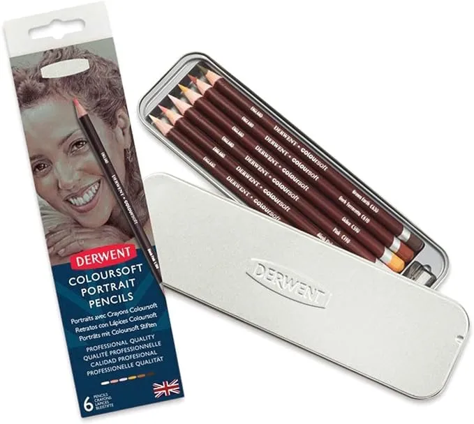 Derwent Coloursoft Pencil - Skintone Set, Tin Box, Set of 6